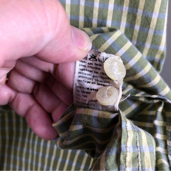 Lacoste Men’s Button Down Shirt Green Plaid Stripe 100% Cotton Regular Fit 45 - Picture 7 of 7